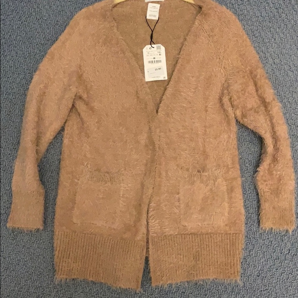 Zara girls faux fur cardigan